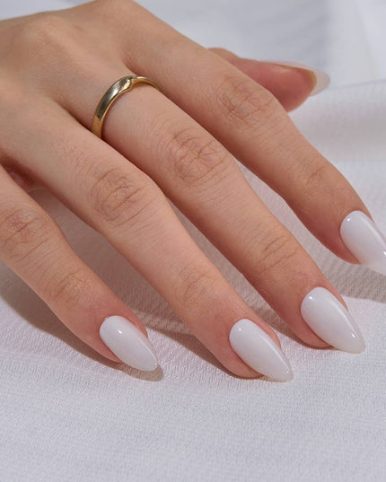 Short Square White Plain Nails - Natural Nude Press On Nails