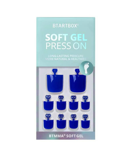 Short Square Blue Toenails - BTArtbox Press On Toe Nails Set