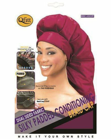 Dual Sided Fabric Silky Padded Conditioning Braid Cap / Black