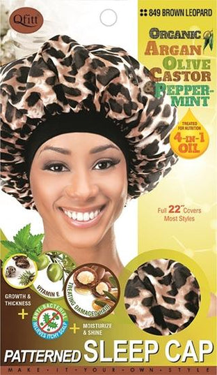 Patterned Sleep Cap / Brown Leopard