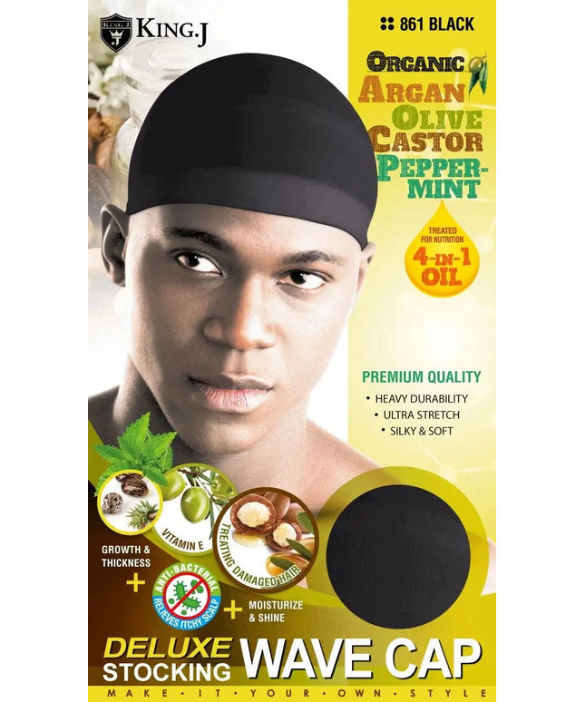 Organic Deluxe Stocking Wave Cap / Black