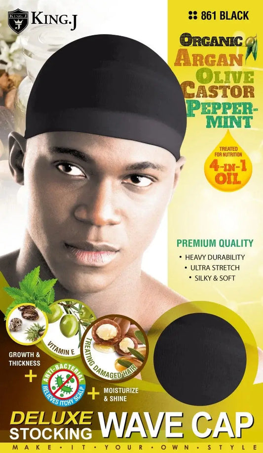 Organic Deluxe Stocking Wave Cap / Black
