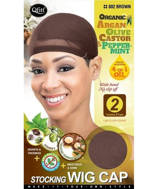Organic Deluxe Stocking Wig Cap / Brown