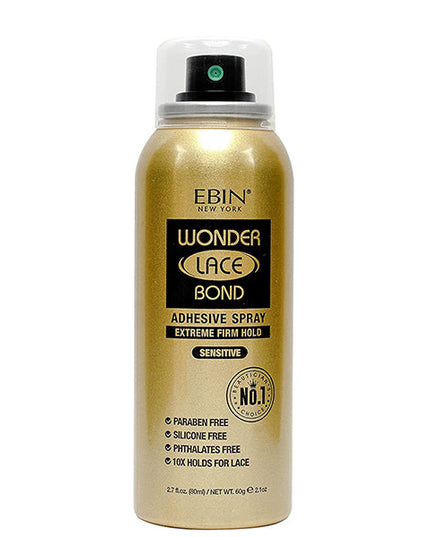 Ebin Wonder Lace Bond Adhesive Spray Extreme Firm Hold Sensitive - 2.7oz / TWO oz